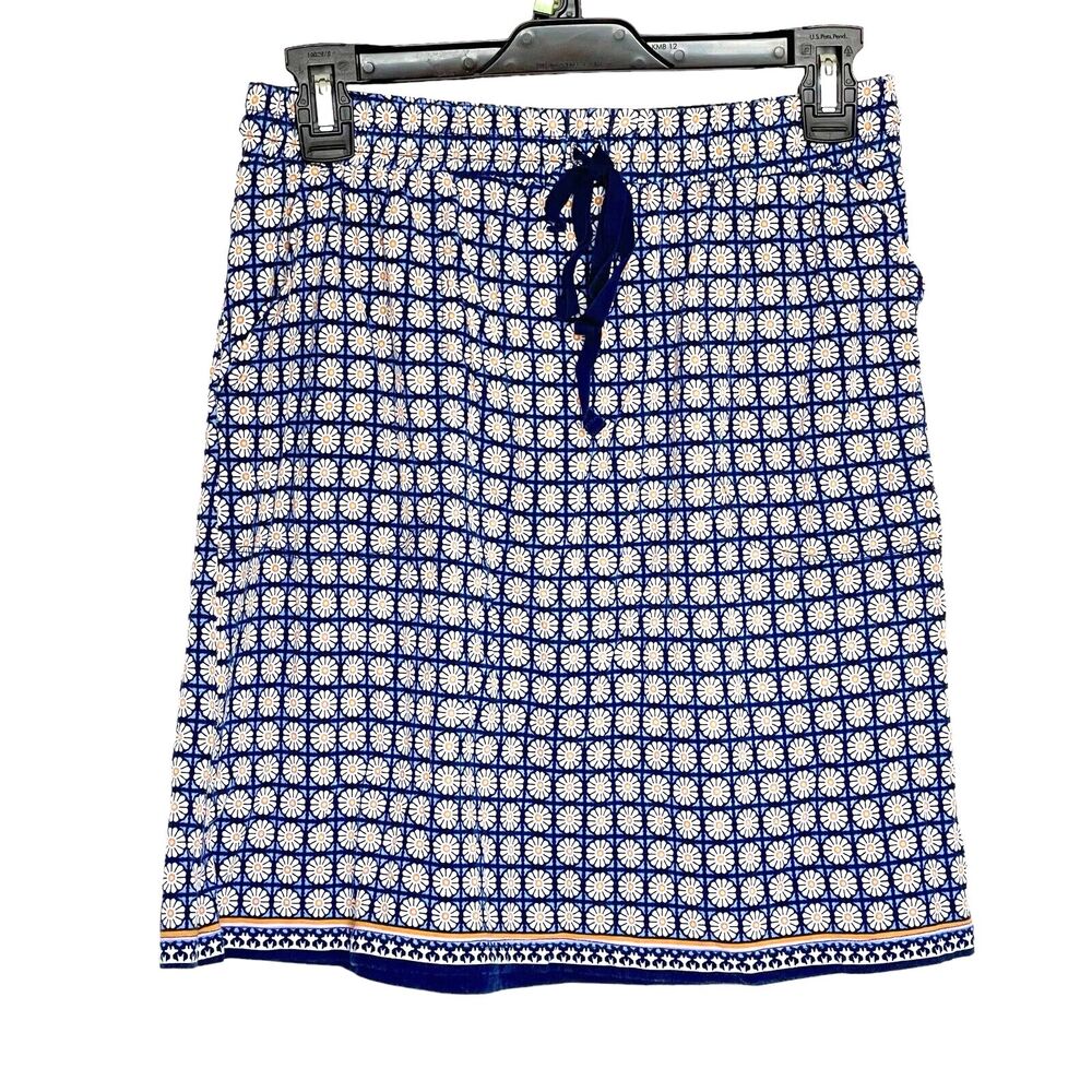Max Studio Womens Skirt Size Medium Mini Floral Print Y2k Retro Blue Drawstring